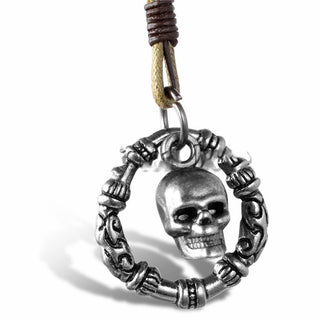 Vintage Round Skull Pendant Necklace