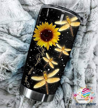 Gift For Dragonfly Lover Dragonfly Sunflower You Never Walk Alone Tumbler LN