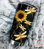 Gift For Dragonfly Lover Dragonfly Sunflower You Never Walk Alone Tumbler LN