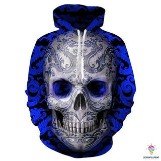 Skull Gift Skull Mandala Blue Hoodie LN