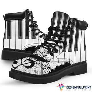 Gift For Music Lover Music Note Black And White All-Season Boots Music Boot HG