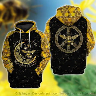Gift For Hippie Hippie Hello Darkness My Old Friend Bee Peace Unisex Hoodie CH