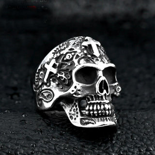 Vintage Retro Punk Cross Skull Ring