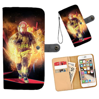 Cell Phone Wallet Case for Universal Models - Fire Dept FireFighter Fire Rescue 004 - designfullprint