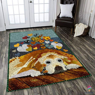 Golden Retriever With Flowers Pet Lover Gift Dog Lover Rug CH Gifts For Dog Lovers