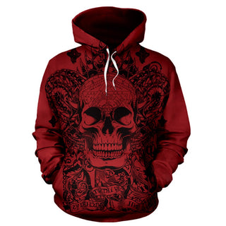 3D Red Devil Skull Unisex Hoodie 030 - designfullprint