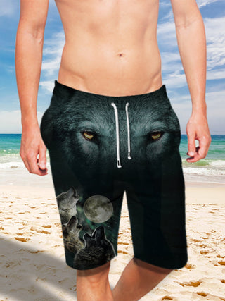 Howling Wolves Wolf Eyes Ultra-light Drawstring Shorts for Men 004