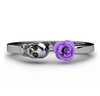 Skull Inlaid Red Rose Stainless Steel Ring