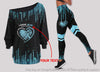 Personalized Light Blue Diabetes Awareness Off Shoulder Long Sleeves Top and Leggings Set LN