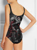 3D Skull Design Monokini - Skull and Roses Eternal Love - designfullprint