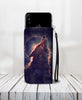 Awesome Cell Phone Wallet Case for Universal Models - Howling Wolf 004 - designfullprint