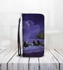 Cell Phone Wallet Case for Universal Models - 3D Horses Galloping Along The Sea Printed Phone Wallet Case 004
