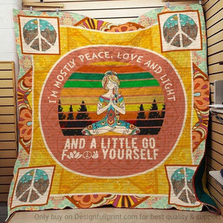Gift For Hippie Hippie Im Mostly Peace Love And Light Quilt Throw Blanket CH