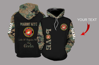 Marine Wife Personalized US Unisex Size Hoodie