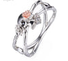Gun Black Cross Skull Rose Flower Ring