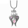 Cubic Zirconia Blackened Link Chain Skull Necklace