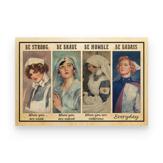 Gifts For Nurses Strong Brave Humble And Badass Nurses Horizontal Poster PA