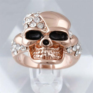 Crystal Stainless Steel Rhinestones Skull Ring