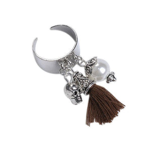 Copper Silver Tone Color Adjustable Skull Ring