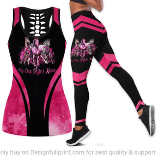 Gift For Horse Lover Horses Breast Cancer No One Fights Alone Tank Top and Leggings Set