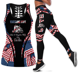 Gift For Trucker Trucking Wife Truckers Girl Trucker Wife 4th July Tank Top And Leggings Set