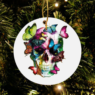 SKULL ORNAMENT SKULL AND BUTTERFLY Ornament LH