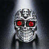 Crystal Antique Silver Gothic Skull Ring