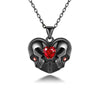 Punk Skull Red Heart Crystal Necklace
