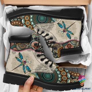 Gift For Dragonfly Lover Mandala Blue Dragonfly All-Season Boots Dragonfly Boot