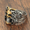 Exaggerated Flower Vintage Stainless Steel Skull Ring