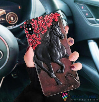 Gift For Horse Lover Black Horse Flowers Print Phone Case LN