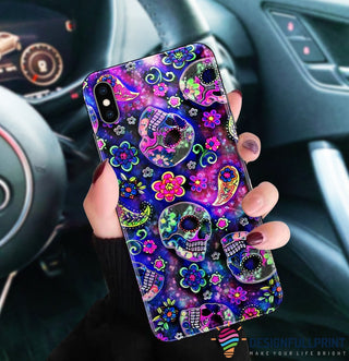 Skull Gift Neon Floral Skull Phone Case NHD