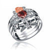Gothic Skull Dagger Rose Heart Silver Plated CZ Ring