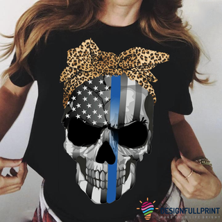Skull Gift Skull Leopard Black T-Shirt HG