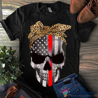 Skull Gift Black Skull Leopard T-Shirt HG