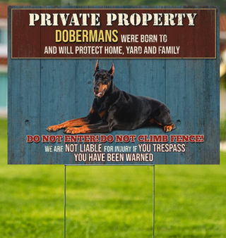 Doberman Yard Sign LH
