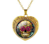 Glass Domed Heart Shape Love Skull Necklaces