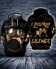 Drummer Hoodie Drum Set I Destroy Silence Unisex Hoodie CM