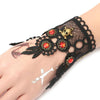 Crystal Steampunk Black Lace Skull Bracelet