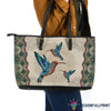 Boho Pattern Vintage Mandala Hummingbird Leather Tote Bag HG