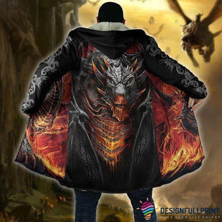 Gift For Dragon Lover Dragon On Fire Hooded Blanket LN