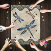 Gift For Dragon Lover Blue And Red Dragonfles Mandala Puzzle Jigsaw Puzzle LN