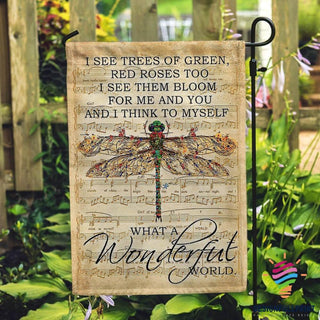 Gift For Dragonfly Lover What A Wonderful World Dragonfly Flag LN