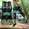 Gift For Dragonfly Lover Gift For Hippie Blue and Green Dragonfly Mandala Tank Top And Leggings Set LN
