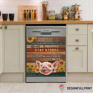 Gift For Hippie Be Strong Pig With Sunflower Decor Dishwasher Cover LH Gift For Farmer