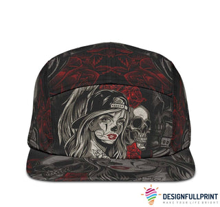 Skull Gift Tattoo Style Skull Rose Art Snapback Hat HG