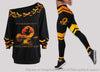 Witch On Broomstick On A Dark Desert Highway Cool Wind In My Hair Off Shoulder Long Sleeves Top and Leggings Set