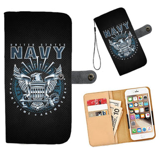 Cell Phone Wallet Case for Universal Models - US NAVY