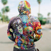 3D Colorful Abstract Skull and Girl Unisex Zip Up Hoodie 020 - designfullprint