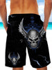 Ultra-light Drawstring 3D Blue Skull Angel Wings Shorts for Men 009 - designfullprint